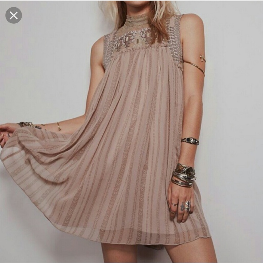 Free people bohemian trapeze lace mini dress
